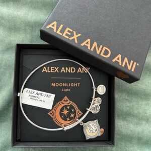Alex and Ani Silver Moonlight Charm Bangle Bracelet